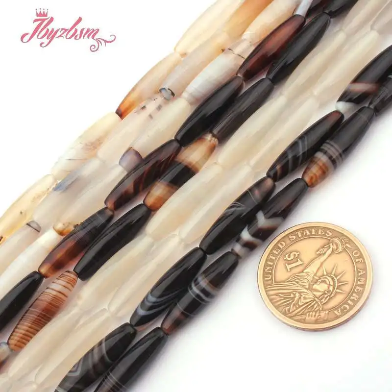 Natural Agates Oval Smooth Loose Beads 6x25mm Stone Beads For DIY Necklace Bracelet Earring Jewelry Making 15