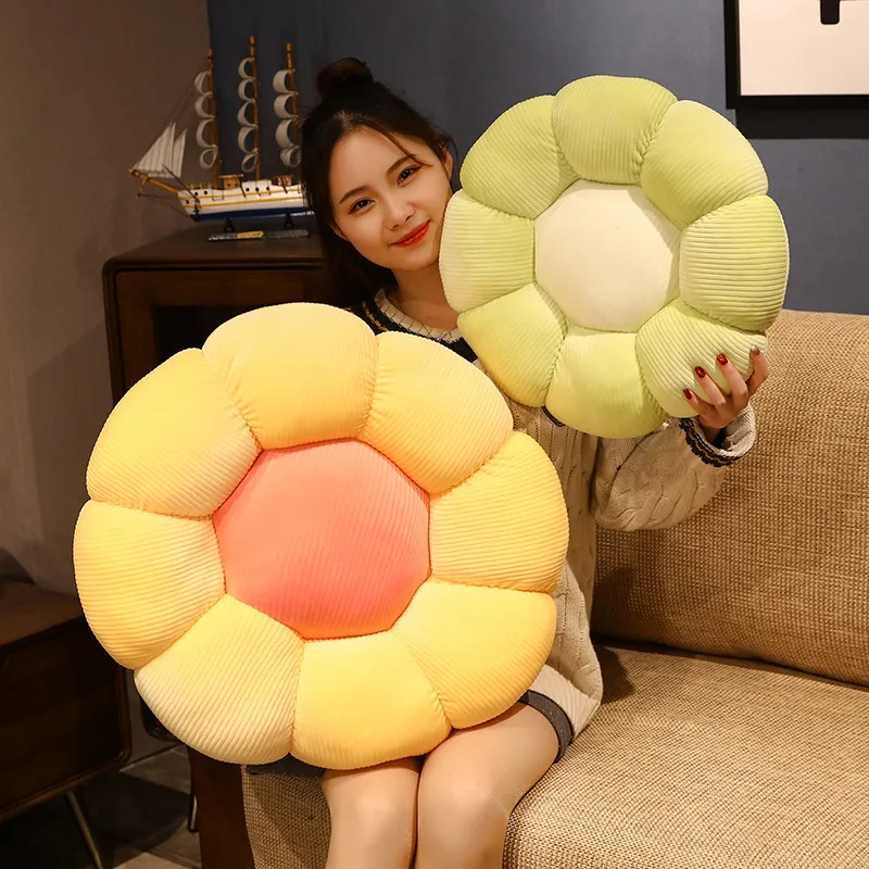 Plush Flower Mat Stuffed Lifelike Flower Shape Baby Kids Home Playmat Stuffed Soft Plant Flower Throw Pillow Cushion Home Decor