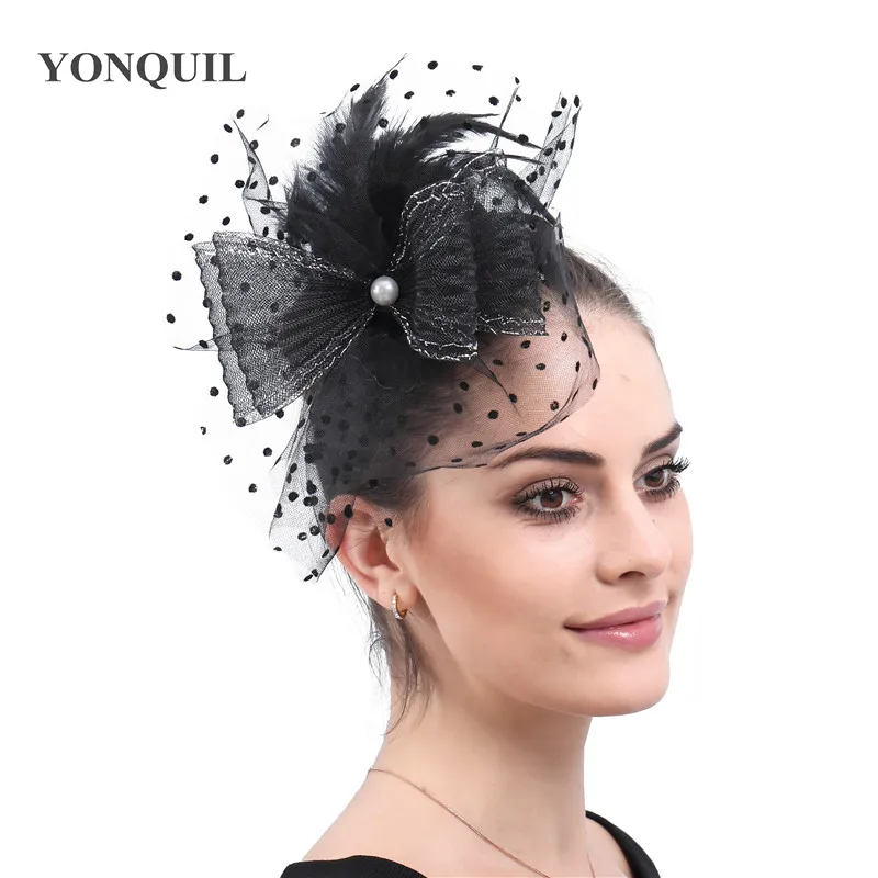 

Elegant Women Fashion Chapeau Cap With Hair Clip Bride Wedding Fashion Headwear For Ladies Cocktail Fedora Cap Party Headpiece