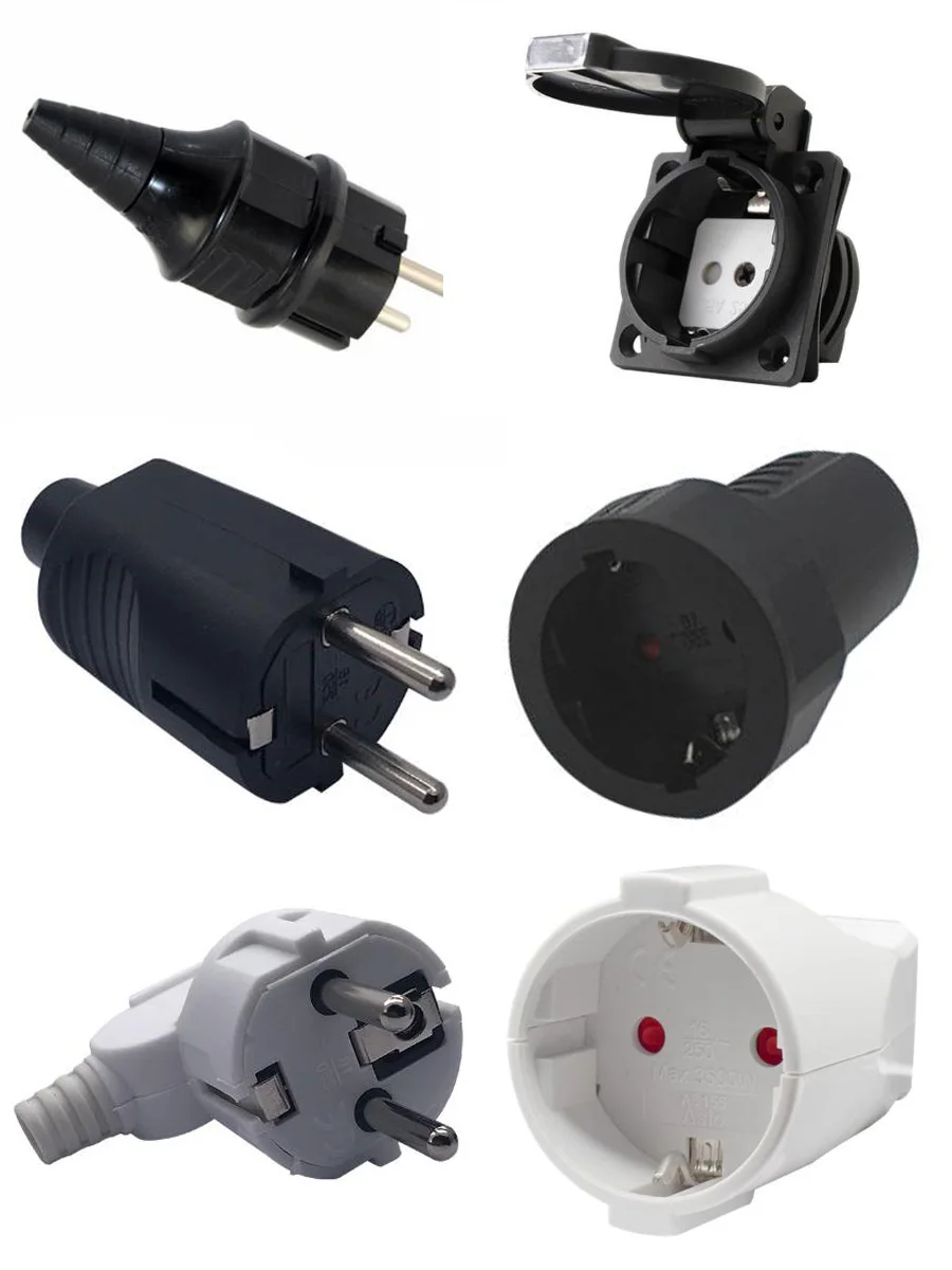 

Supply Black White 16A 250V EU Germany French Korea Russia assembly plug EU power cable male female detachable wiring plug