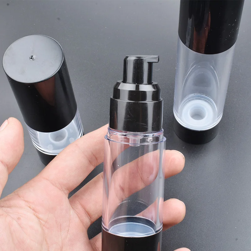 10pcs/lot 15ml 30ml 50ml Mini Empty Portable Black Empty Airless Dispenser Lotion Pump Cream Bottles