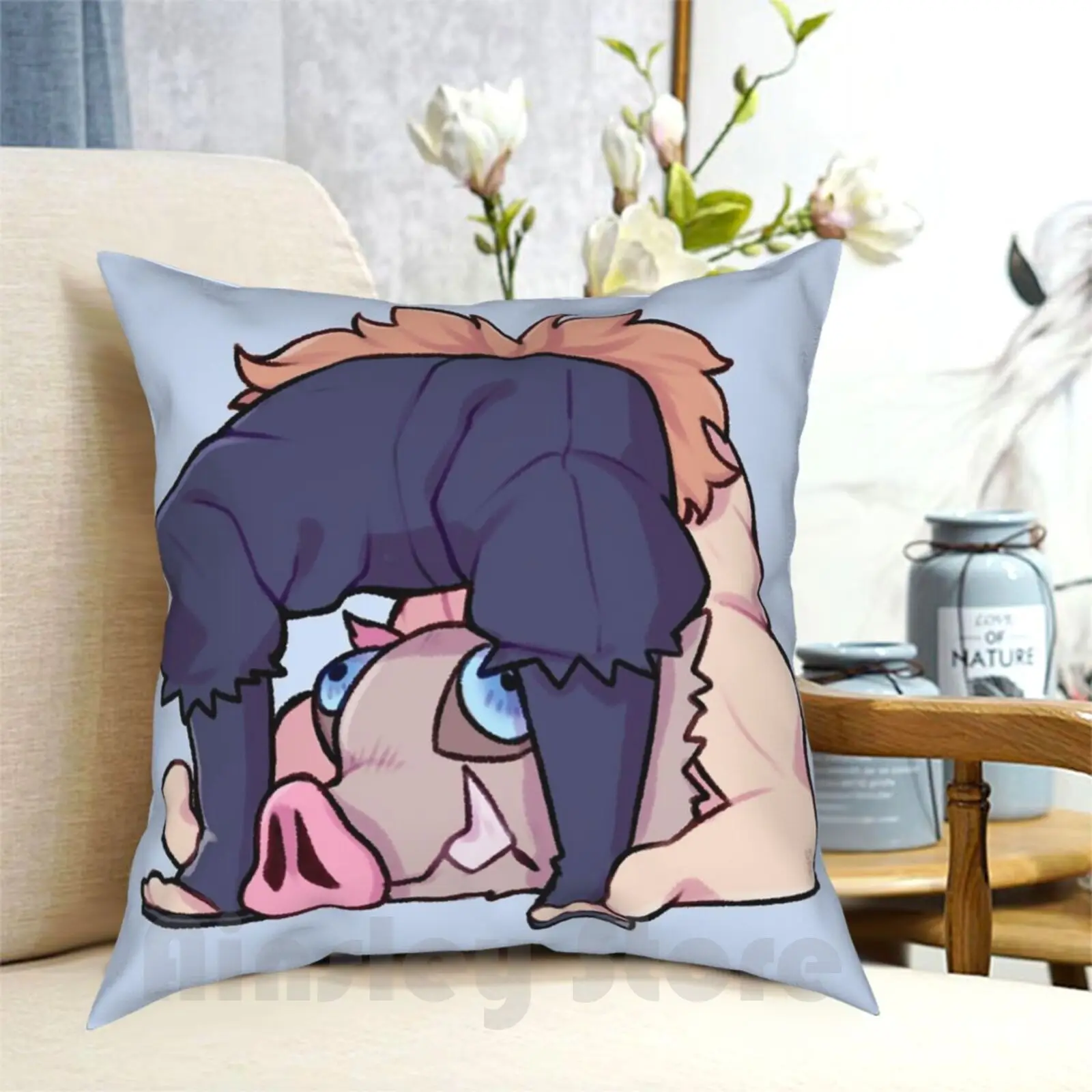 Inosuke Pillow Case Printed Home Soft Throw Pillow Kimetsu No Yaiba Demon Inosuke Inosuke Hashibira Anime Chibi Kawaii