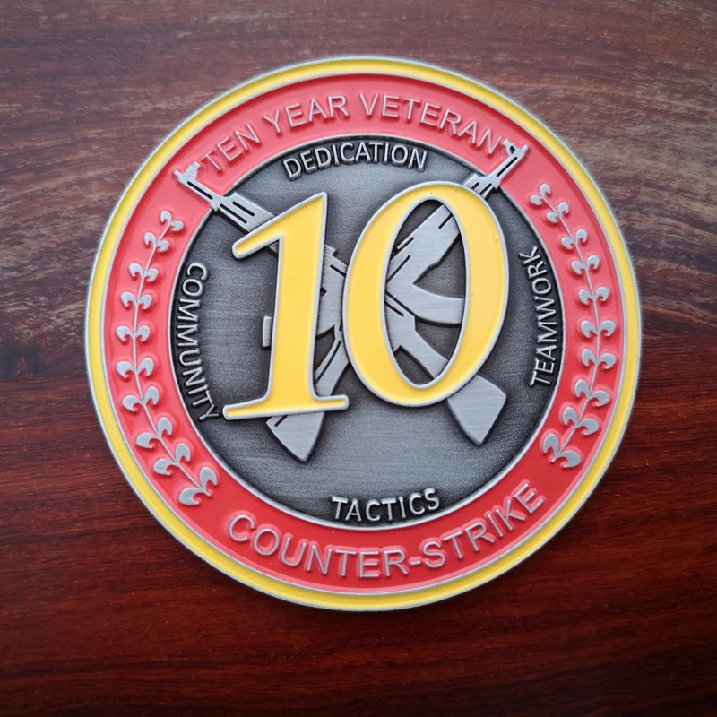 CSGO CS GO Counter Strike Ten Year Veteran Coin 10 years Medal Coin CSGO Ten Year Collectable Coin Free With One Random Pin