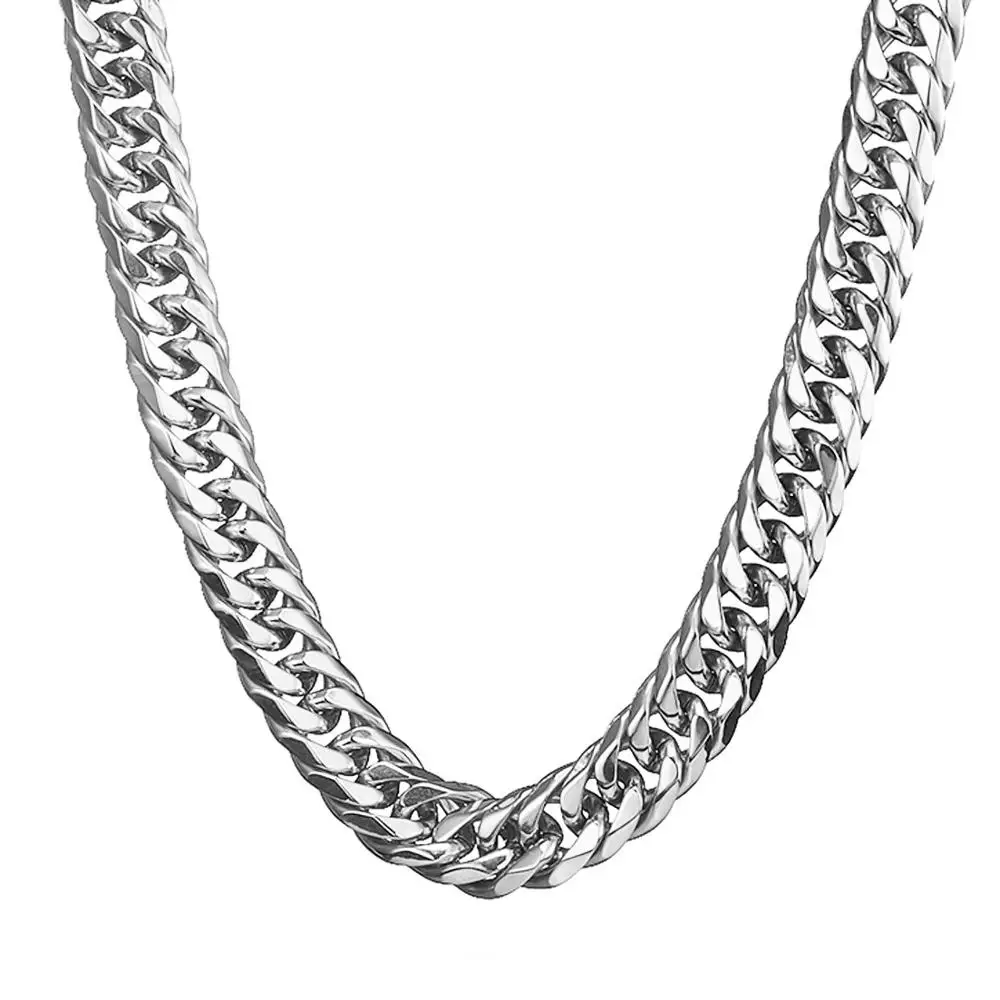 13/16/19/21MM Huge Heavy Adjustable Length Choker Tail Stainless Steel Silver Color Cuban Curb Chain Men Women Necklace/Bracelet