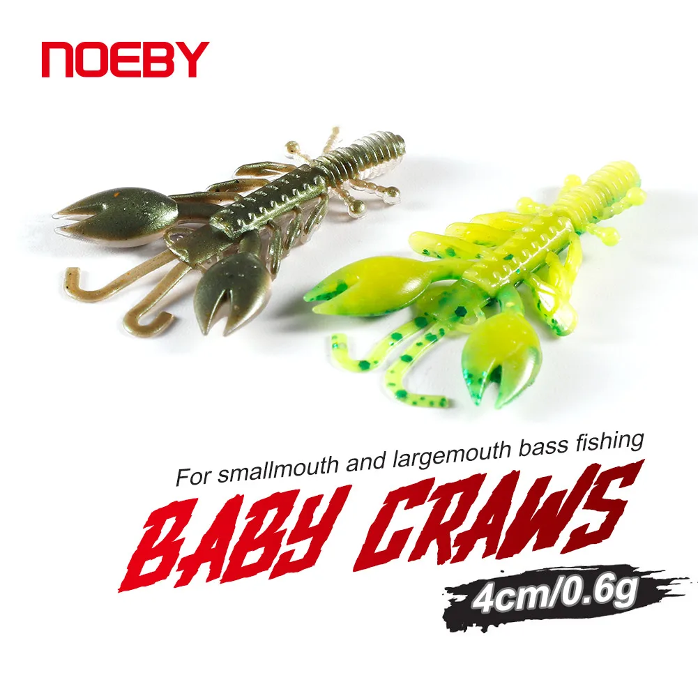 NOEBY-Silicone Soft Bait for Bass and Pike, Artificial Fishing Lure, Baby Craws, Small Swimbaits, 4cm, 0.6g