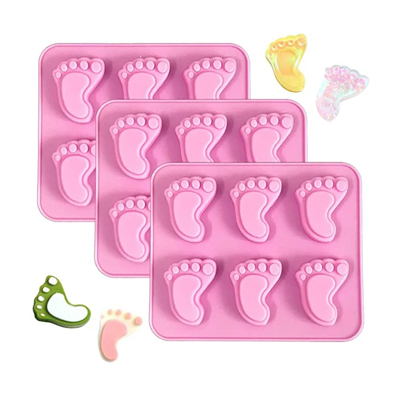 Baby Foot Print Silicone Soap Mold Footprint Shaped Chocolate Candy Mould Lotion Bar Jello Ice Cube Tray Cookie Pan Shower Party