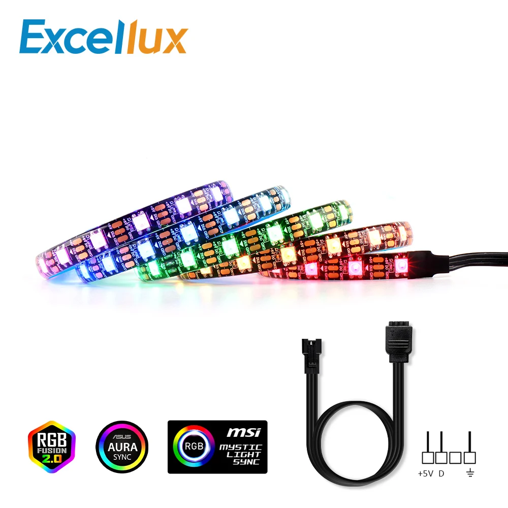 شريط إضاءة LED RGB 5 فولت عنونة ws2812b قطاع لحقيبة الكمبيوتر اللوحة الرئيسية 3 دبوس رأس لأسوس Aura مزامنة ، MSI الصوفي ضوء مزامنة