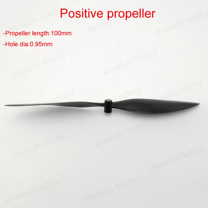 2PCS 2-Blade Positive Propeller Length 100mm Model Paddle Screws Hole 0.95mm PC Black Prop for DIY Micro Plane RC 6-7mm Motor