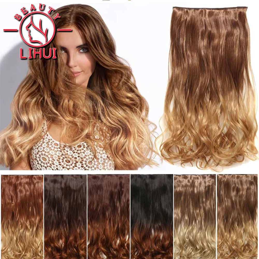 Extensiones de cabello de onda Natural para mujer, 16 Clips, pieza de cabello sintético, resistente al calor, 20 pulgadas, 6 piezas por juego