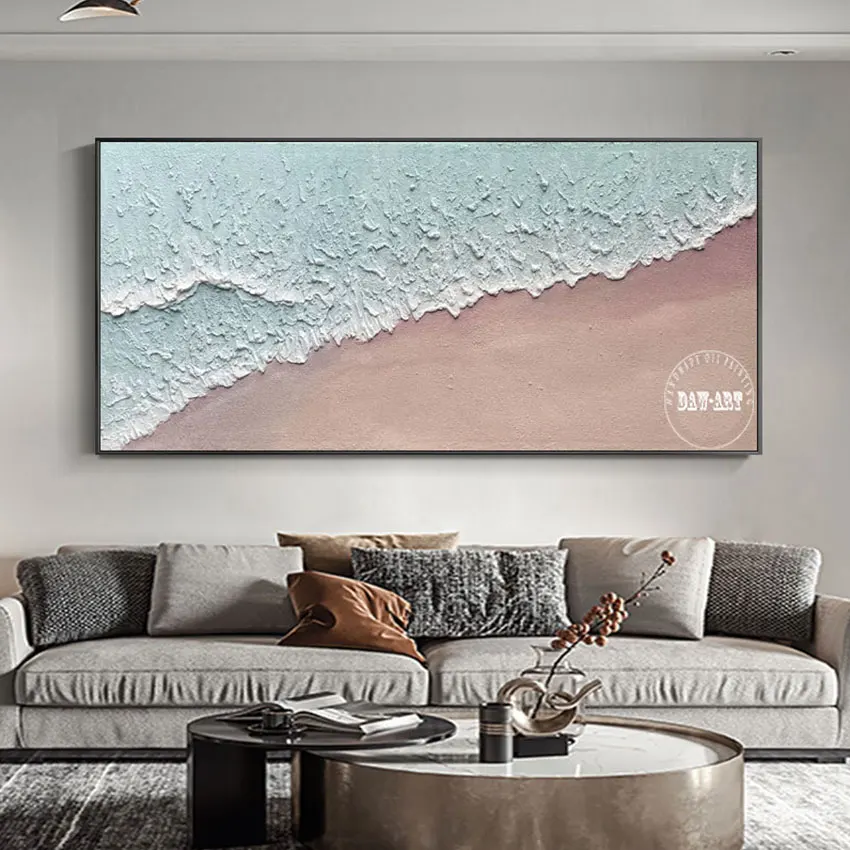 حار بيع، كبيرة الحديثة مكتب ديكور جدار صور غير المؤطرة موجة البحر النفط اللوحة على قماش، مجردة الاكريليك محكم الفن