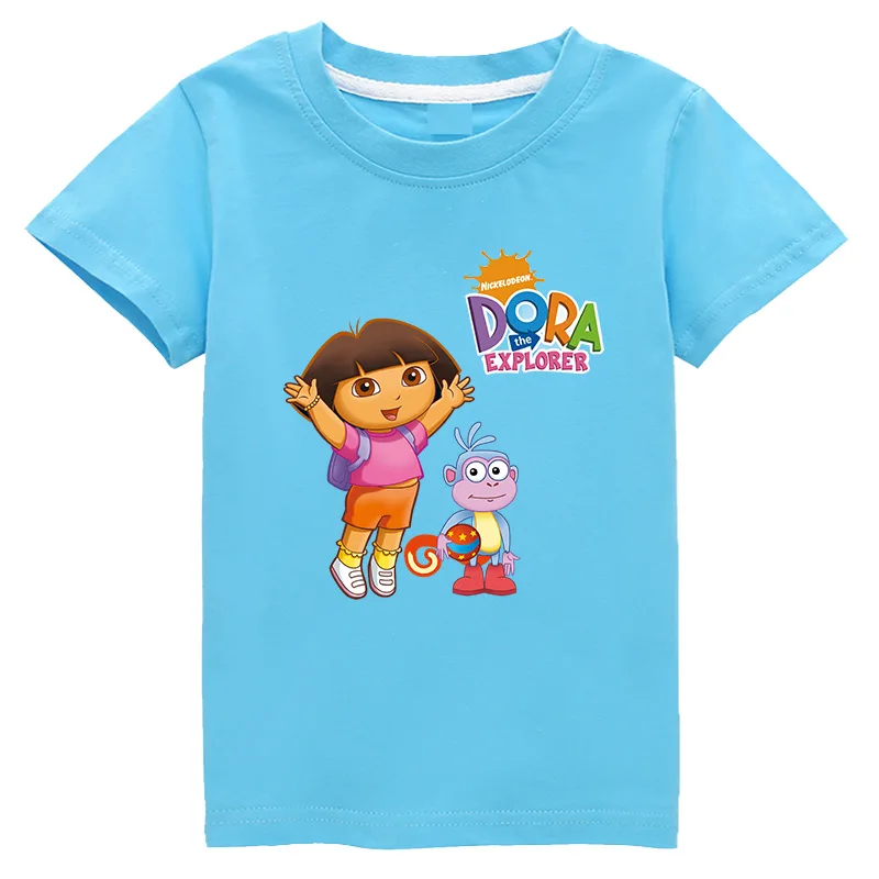 New 2021 Dora scout children\'s cartoon children\'s clothing 100% cotton boys and girls T-shirt fashion cute children\'s animation