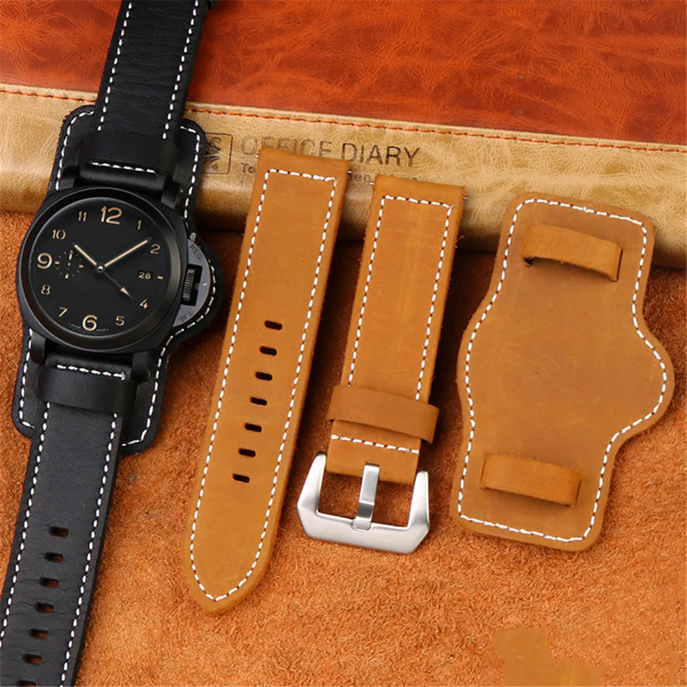 Genuine Cowhide Leather Watch Strap for Panerai PAM111 441 Watchband Men Vintage Wrist Band for Diesel Bracelet 20 22 24mm 26mm