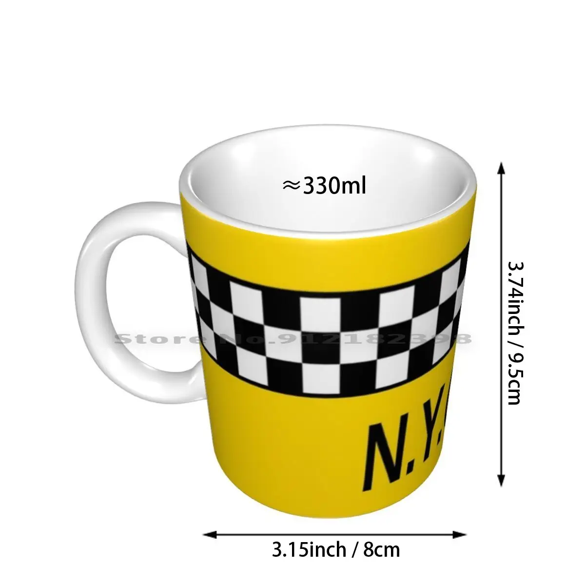 The New York City Taxi Ceramic Mugs Coffee Cups Milk Tea Mug New York New York City New York Taxi Checker Taxi Checker Marathon