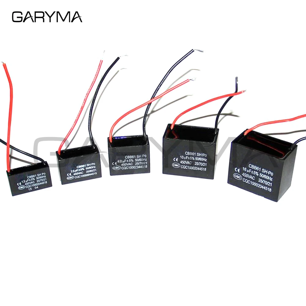 CBB61 450V Fan Start Capacitor 1uF 1.2uF 1.5uF 1.8uF 2.0uF 2.5uF 3.0uF 3.5uF 4.0uF 4.5uF 5.0uF 6.0uF 7.0uF 8.0uF 10uF 16uF 20uF