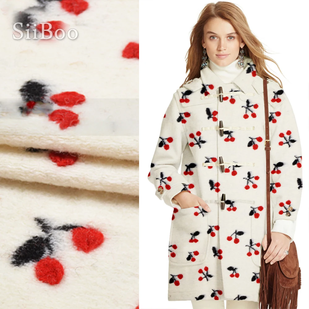 

American style grey beige with floral jacquard cashmere wool fabric for coat dress winter woolen coat SP3856 Free shipping