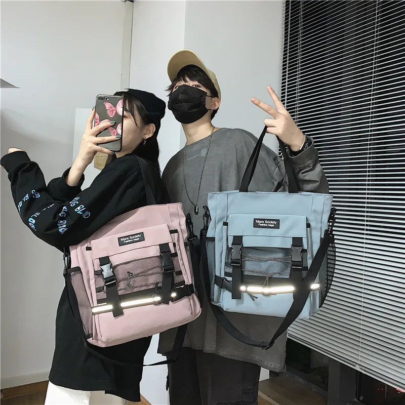 

NEW Real Photo Neutral Canvas Satchel 2020 Autumn New Casual Shoulder Slung Square Bag Tooling Bag