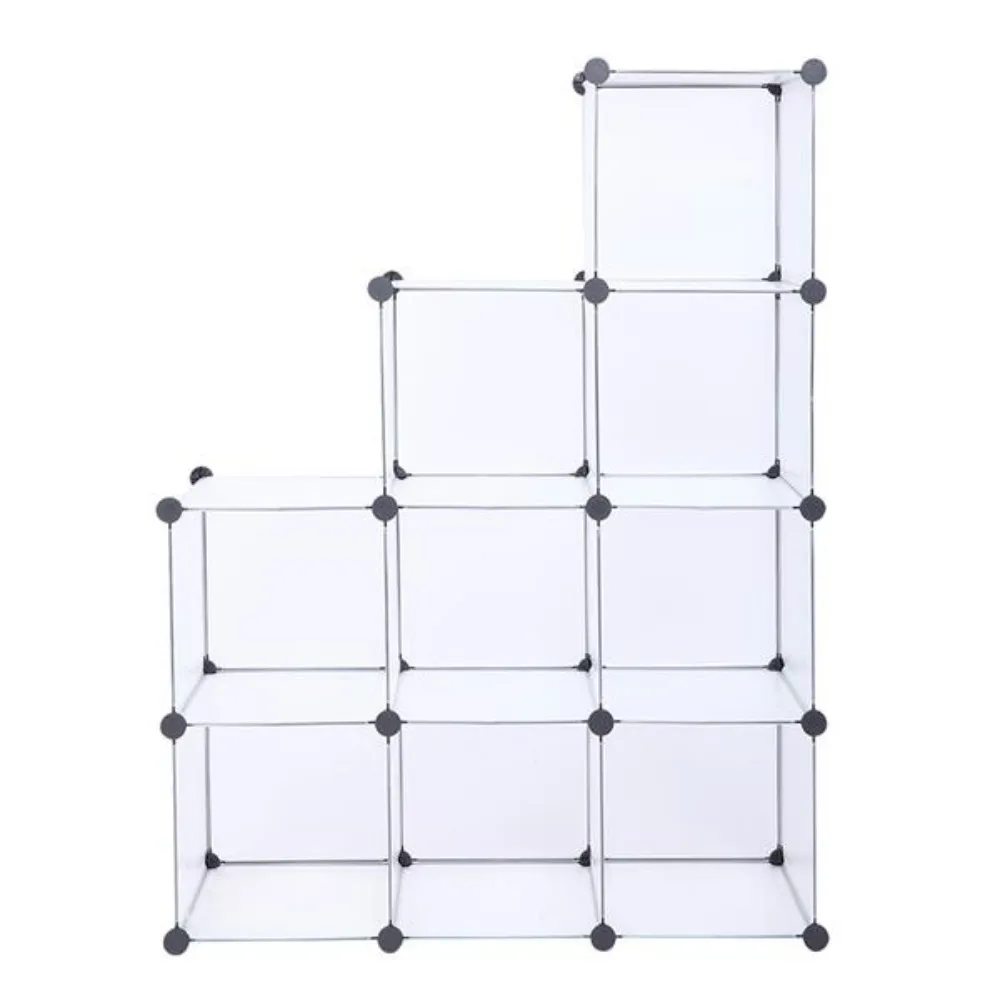 Cube Storage Unit 9-Cube Closet Organizer Storage Shelves Durable Stackable Cubes Organizer DIY Closet Cabinet Storage White