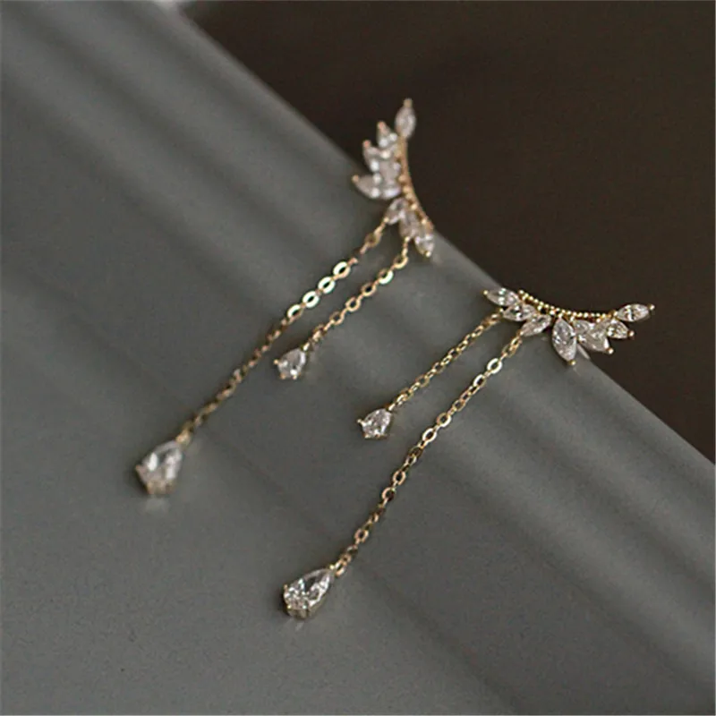 MOVESKI Überzug 14K Gold Gebogenen Einzigen Zirkon Schmuck 100% 925 Sterling Silber Ohrringe Für Frauen Geschenk