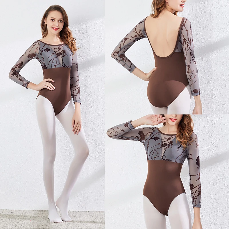 Long Sleeve Ballet Dance Leotards Women 2025 High Quality Gymnastics Dancing Coverall Adult Ballet Exercise Leotard