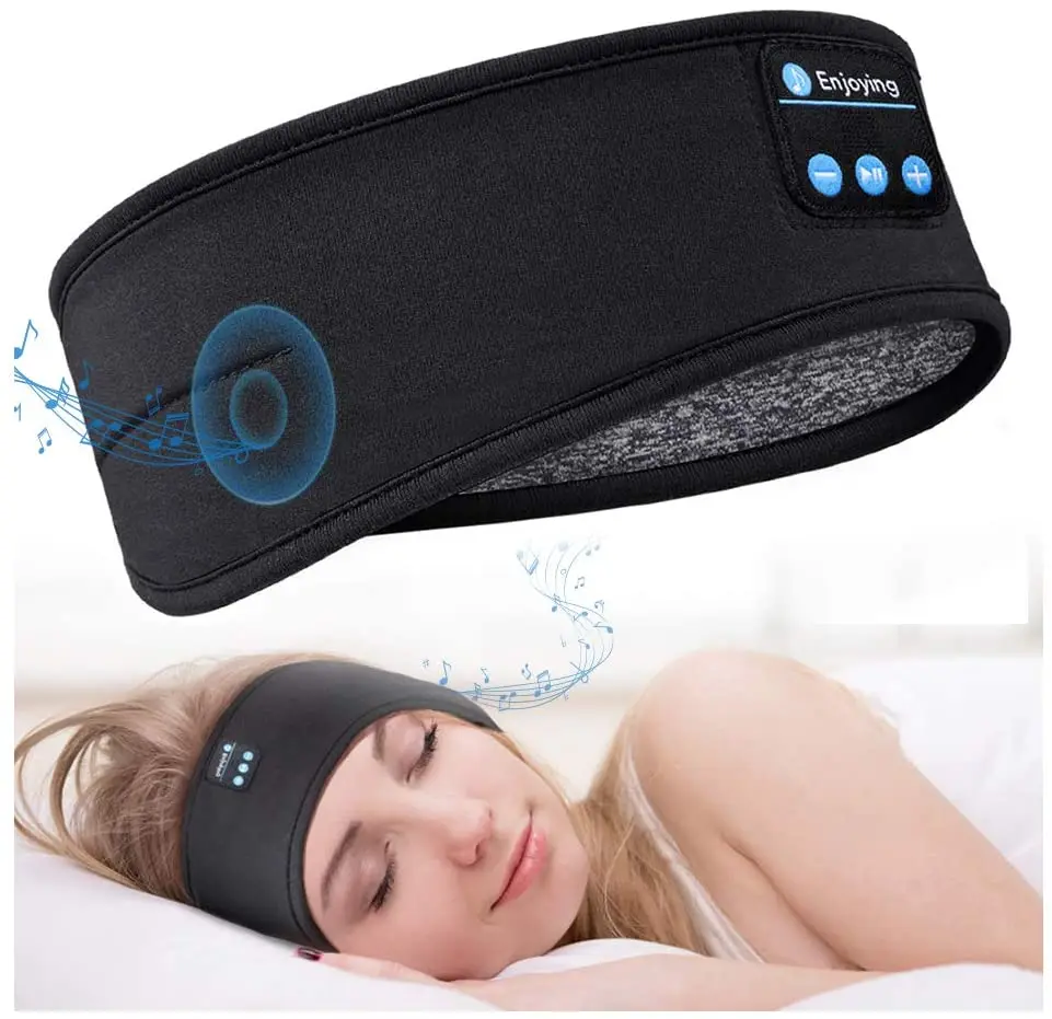 Sleeping Headphones Sports Headband Thin Soft Elastic Comfortable Wireless Music Earphones Eye Mask for Side Sleeper