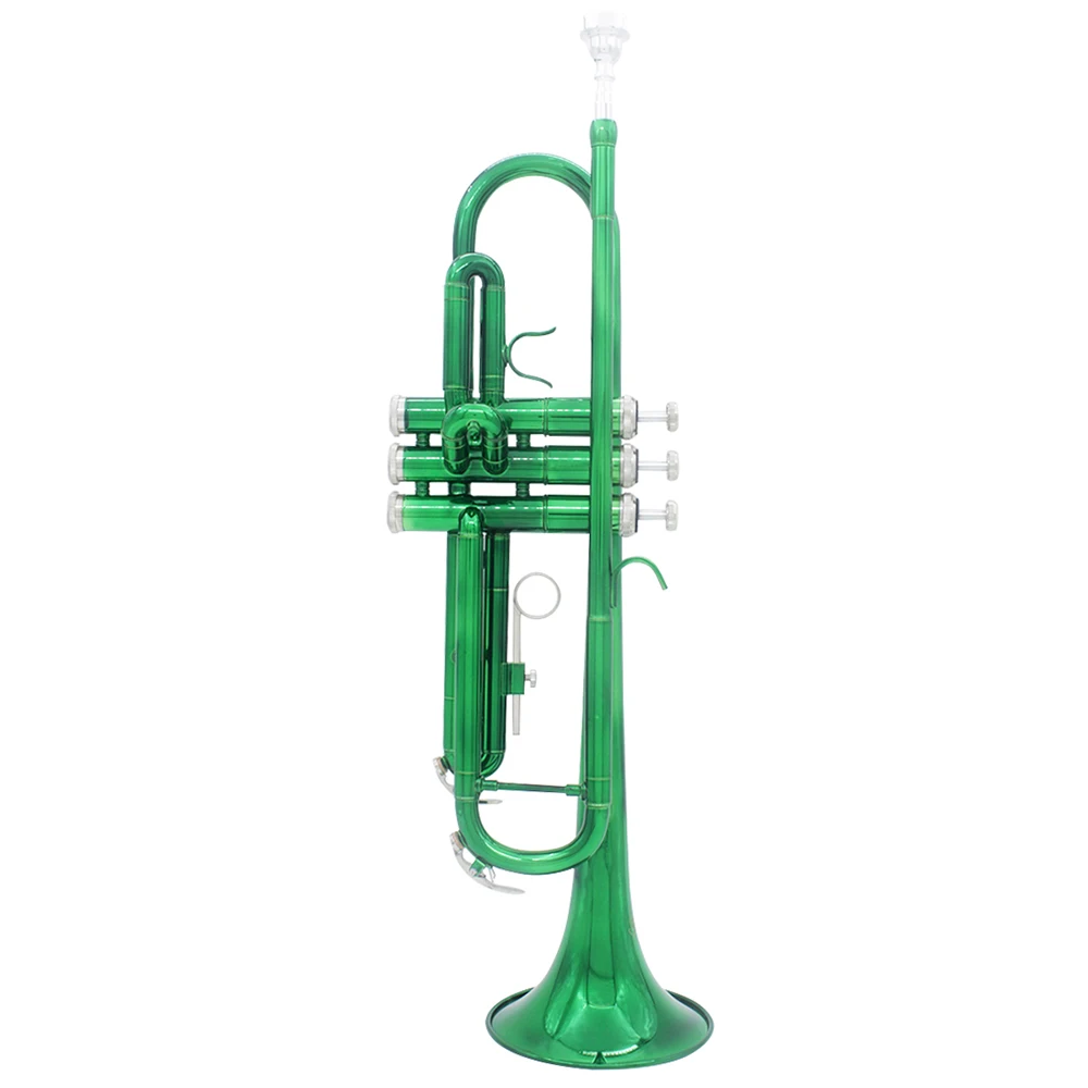 Green Trumpet Musical Instrument B-flat Brass Wind Instrument Children Trumpet Performance Student Grade Examination Beginners