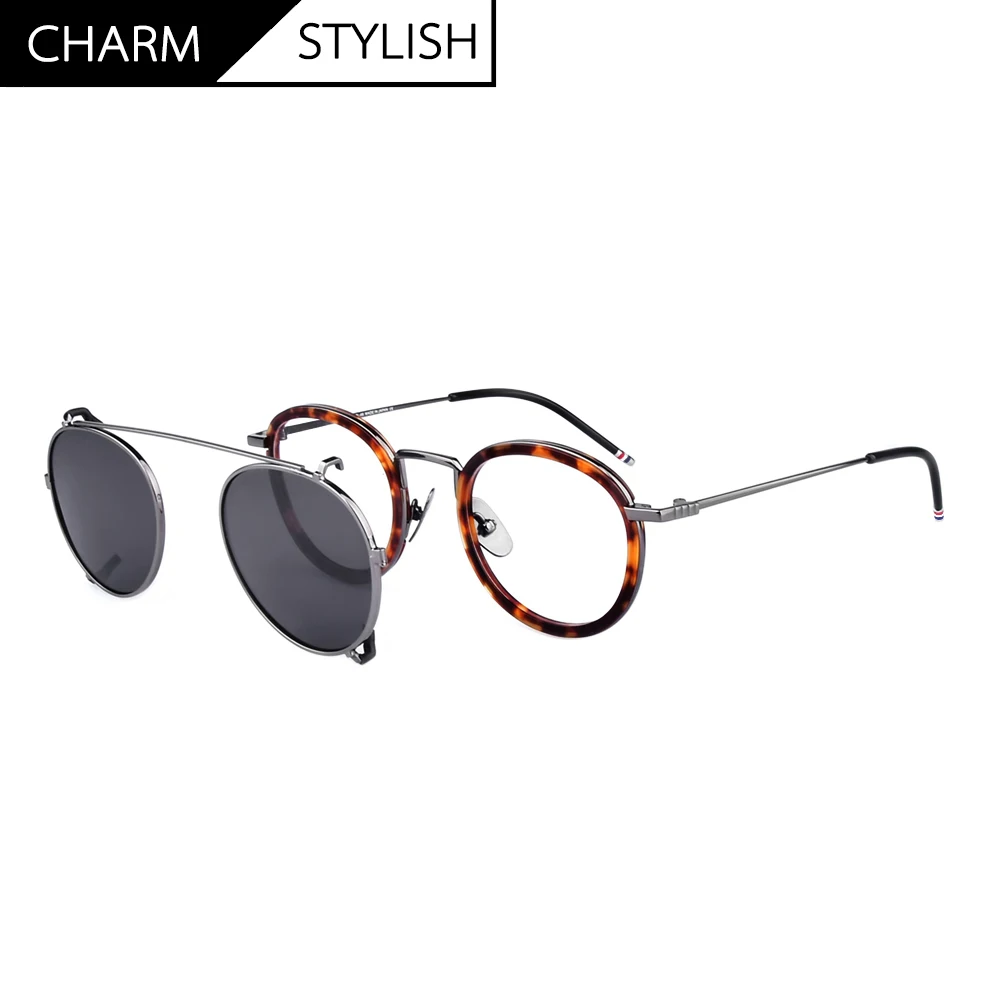 

Thom Brand Designer Glasses Frame Men Vintage TB710 Myopia Spectacle Women Eyeglasses Polarized With Clip Sunglasses Eyewear