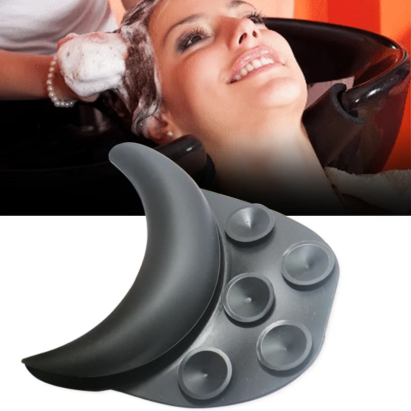 Silicone Black Shampoo Head Pillow Neck Rest With Suction Cup Hair Wash Sink Basin Hairdresser Accessories