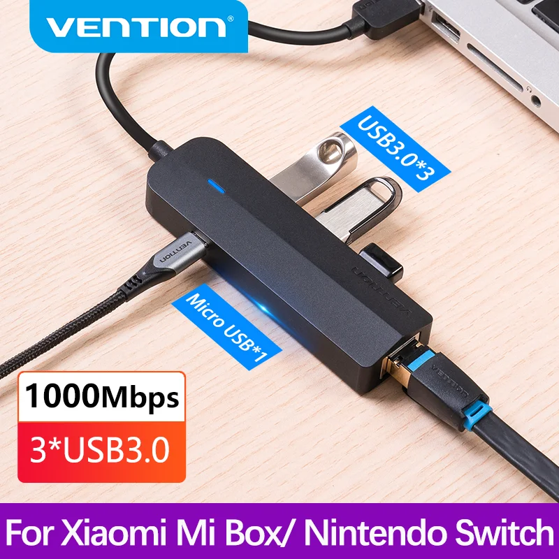 

Vention USB Ethernet адаптер USB 3,0 USB-C RJ45 гигабитный Ethernet порт для пк сетевой жесткий диск Ethernet концентратор Mi Box Nintendo