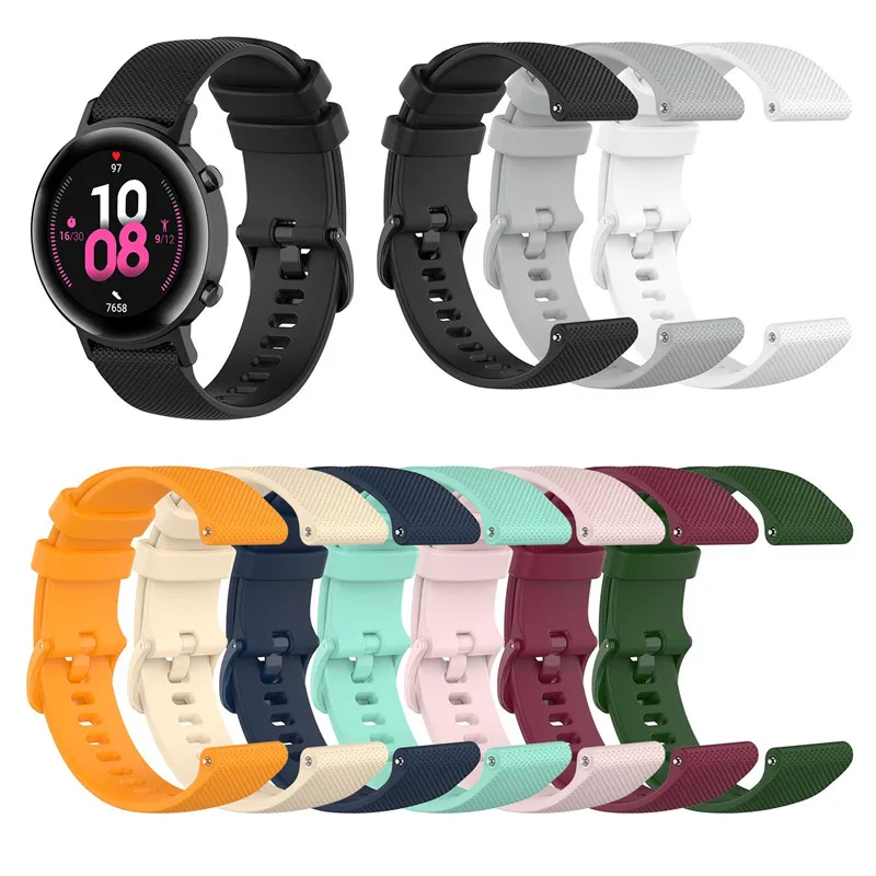 20mm/22mm Silicone band For Amazfit GTS/2/2e/GTS2 Mini/GTR 42mm/47mm/GTR2/2e/stratos 2/3 Sport Watch Bracelet Amazfit bip Belt image 2