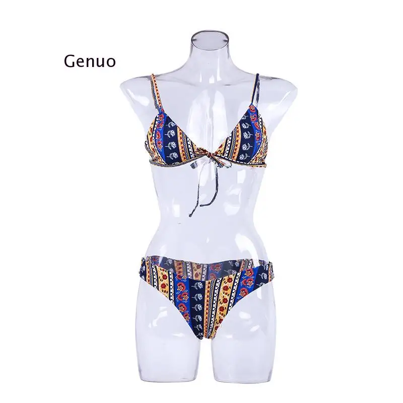 Floral Paisley Strappy Bikini Set Spaghetti Straps Wire Free Swim Suit Paisley High Cut Sexy Swimwear Bathing Suit