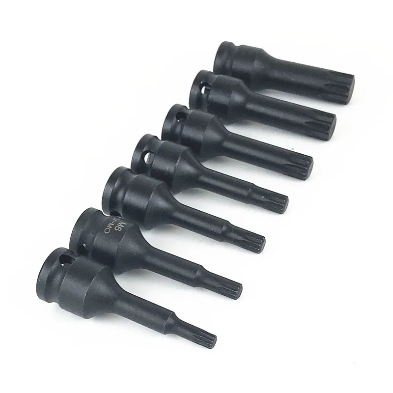 Imagem -05 - Ponto Spline Torx Chave de Fenda Bits Unidade Pneumática Soquete Bit Praça Ferramenta 60 mm Comprimento m5 m6 m8 m9 M10 M12 Pcs por Conjunto 12