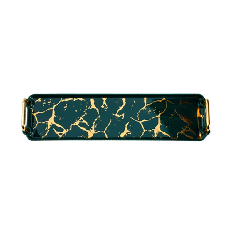 Gold-plated iron put the long square plate five-piece set Nordic wind rectangular tray ornaments ceramic color