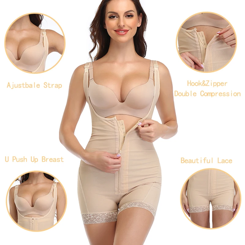 Volle Körper Shapewear Frauen Body Plus Größe Körper Shaper Abnehmen Korsett Modellierung Bauch-steuer Postpartale Unterwäsche Zipper Haken