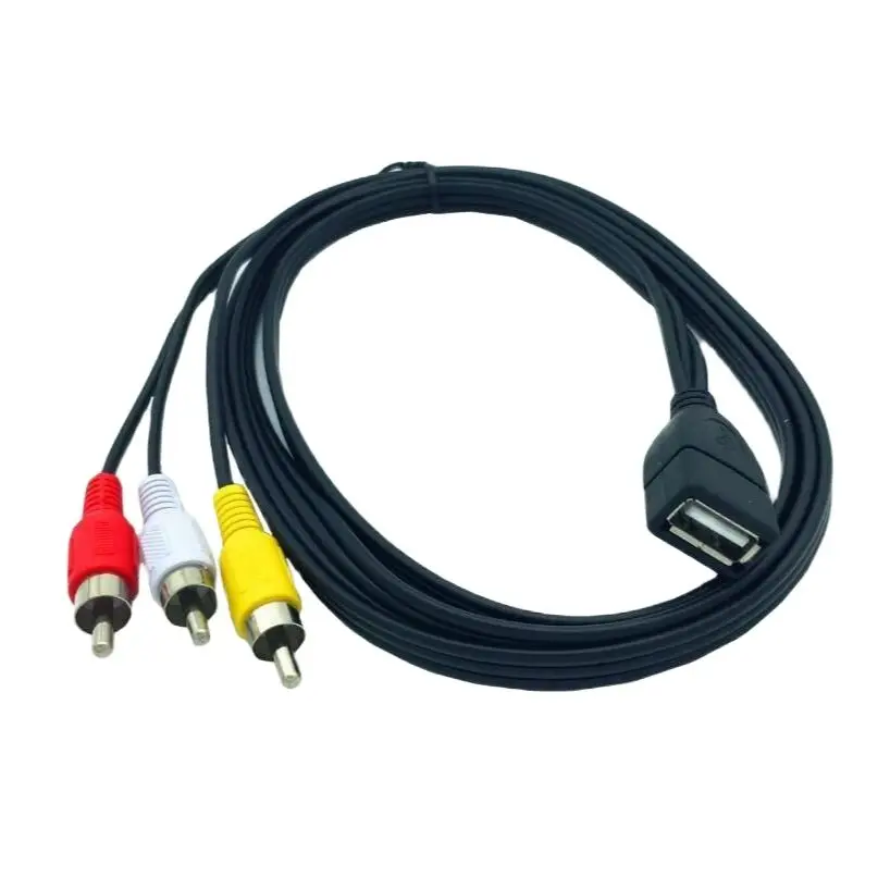 1.5m 5 stóp USB A żeńskie do 3 RCA Phono kabel AV prowadzić PC TV Aux adapter audio-wideo 150cm