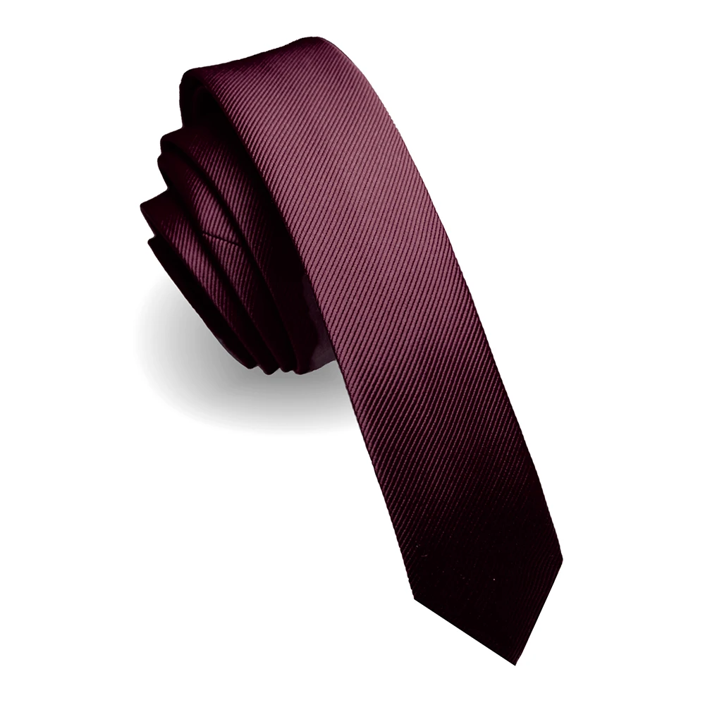KAMBERFT Modische, schmale 4cm Seidenkrawatte, unifarben in Schwarz und Rot, handgefertigte, gewebte, schmale Krawatte für Herren für Hochzeiten und Partys. – Detail 10