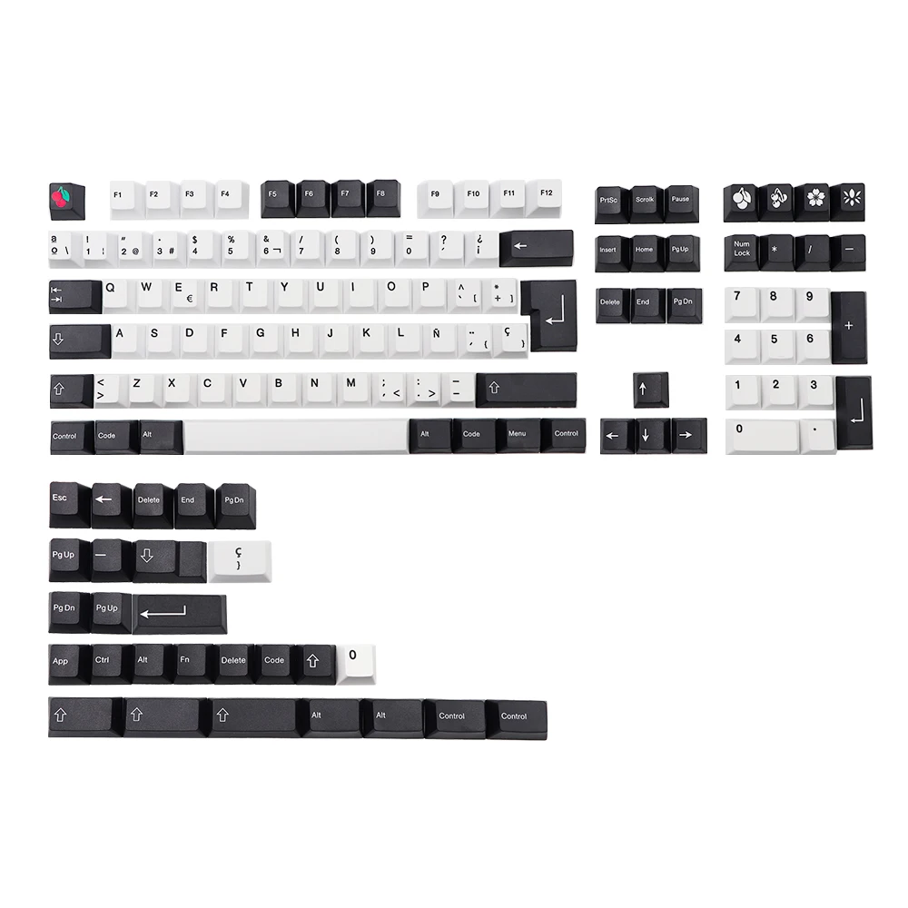 GMK-KEY Black White pbt Keycap Cherry Profile Dye Subb Keycaps For Mx Switch dz60 gk61 64 75 87 96 108 Spain Layout iso Key Cap