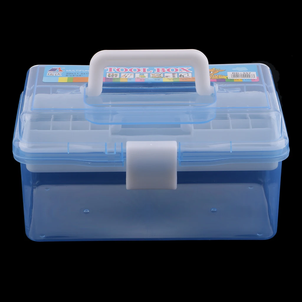 2 Layer Plastic Sewing Jewelry Painting Tools Box Storage Box Organizer Pink/Blue Jewelry Tools Accessories