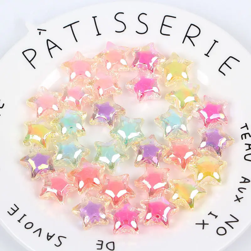 10-50Pc Resin Glitter Five-pointed Star String Bead DIY Craft Hairpin Phone Shell Patch Necklace Bracelet Pendant Decor Material