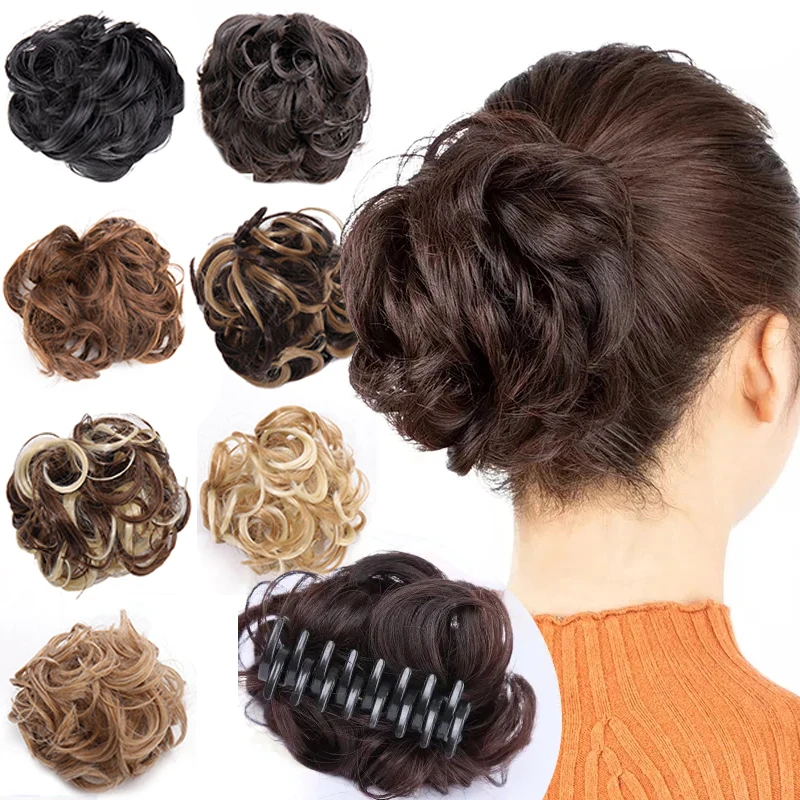 AILIADE-Postiche chignon synthétique décoiffé pour femme, pince à cheveux naturelle, idéal pour les documents