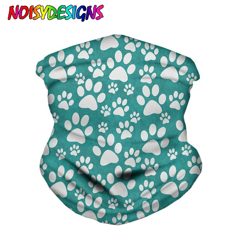 

NOISYDESIGNS Cute Cats/Dogs Paw Print Women Head Scarf Neck Gaiter Balaclava Headband Outdoor Motorcycle Fae Seamless Bandanas