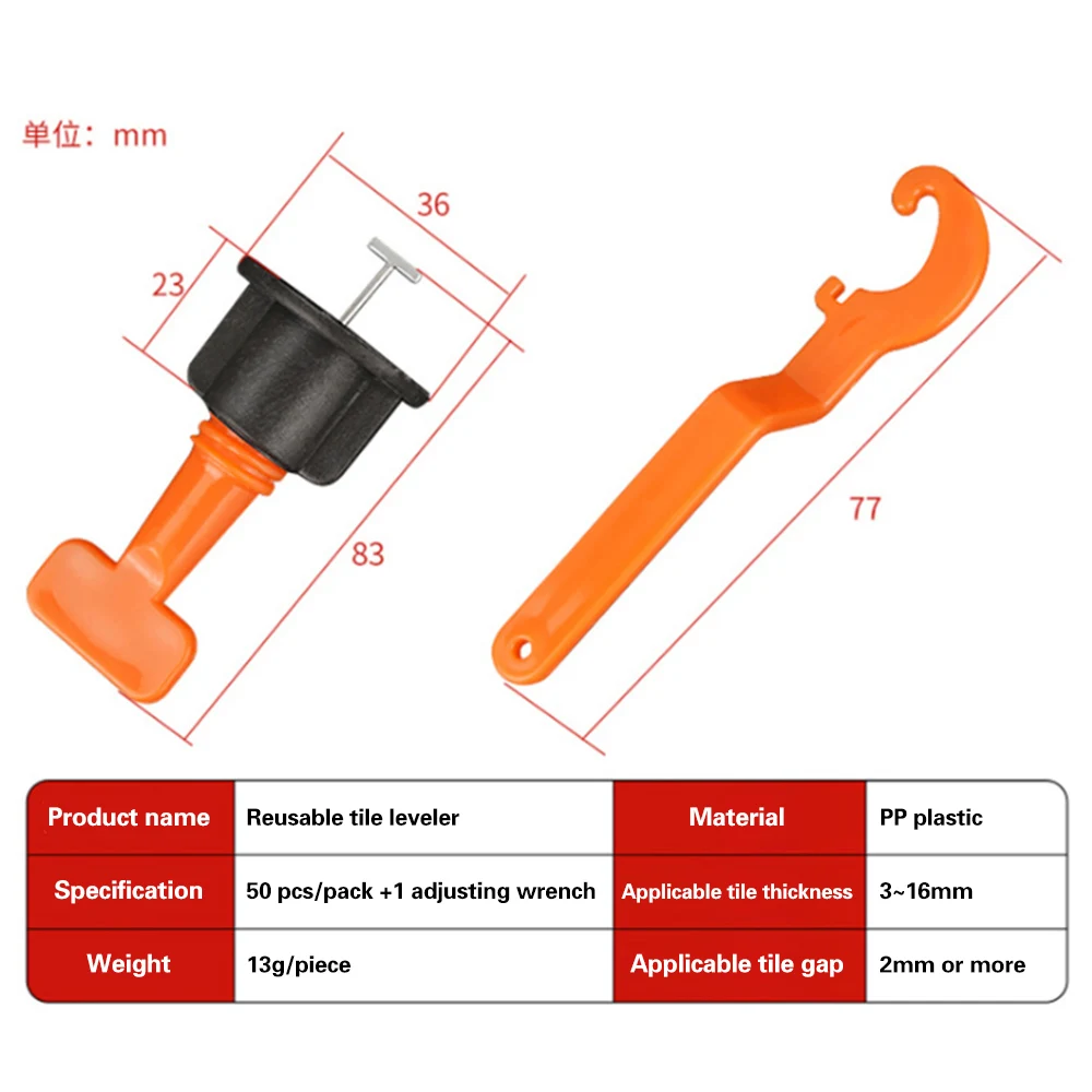 Imagem -05 - Sistema de Nivelamento de Azulejos Espaçadores Alicates e Telhas Ferramenta Auxiliar Posicionador 50 Unidades