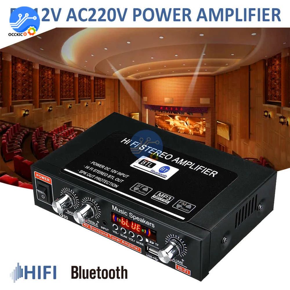 G30 800W 12V 110V-220V DIY kit amplifier for speakers Digital Home Amplifier Bluetooth HIFI Stereo Subwoofer sound preamplifier