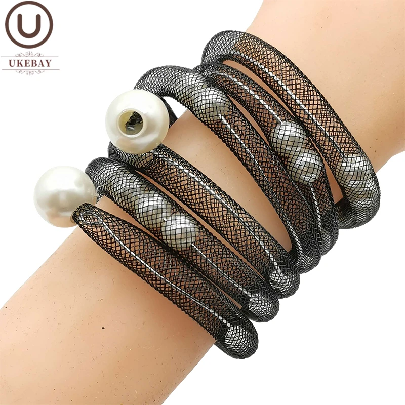 UKEBAY New Pearl Charm Bracelets For Women Handmade Jewelry Different Wears Bohemia Bangles Birthday Gift Mesh Bracelet Gothic