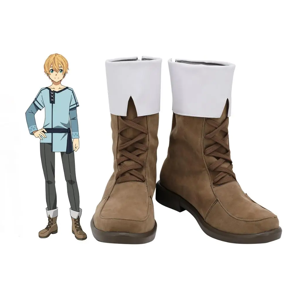 SAO Eugeo Shoes Cosplay Sword Art Online Eugeo Cosplay Boots Brown Shoes Custom Made