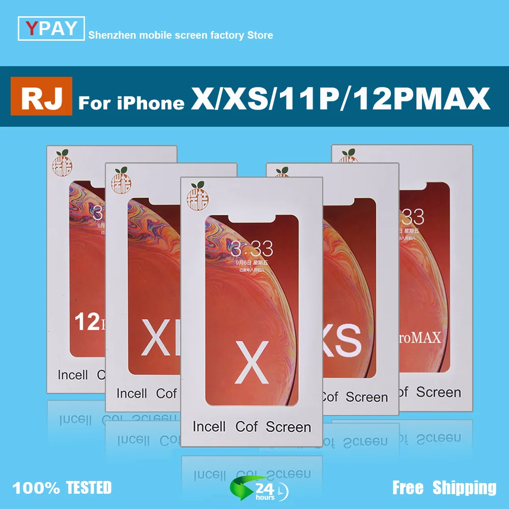 RJ Screen For iPhone X XR XsMax 11 12 13 14 14Plus LCD Display Touch Screen Digitizer Assembly No Dead Pixel Replacement Parts