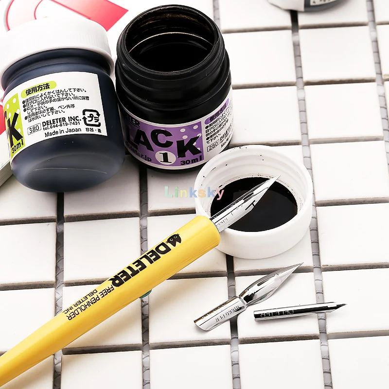 ديلتر مجموعة أقلام محاكمة ، مانغا/كوميك ديب قلم مجموعة محاكمة ، يتضمن 1 حامل قلم ، 3 أقلام قلم و 3 أوراق مانغا في حجم بطاقة بريدية