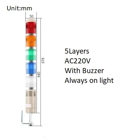 Industriële Multilayer Veiligheid Stapel Alarm Lamp Side Opknoping Led Signaal Toren Waarschuwingslampje DC12V/24V AC110V/220V Met Zoemer