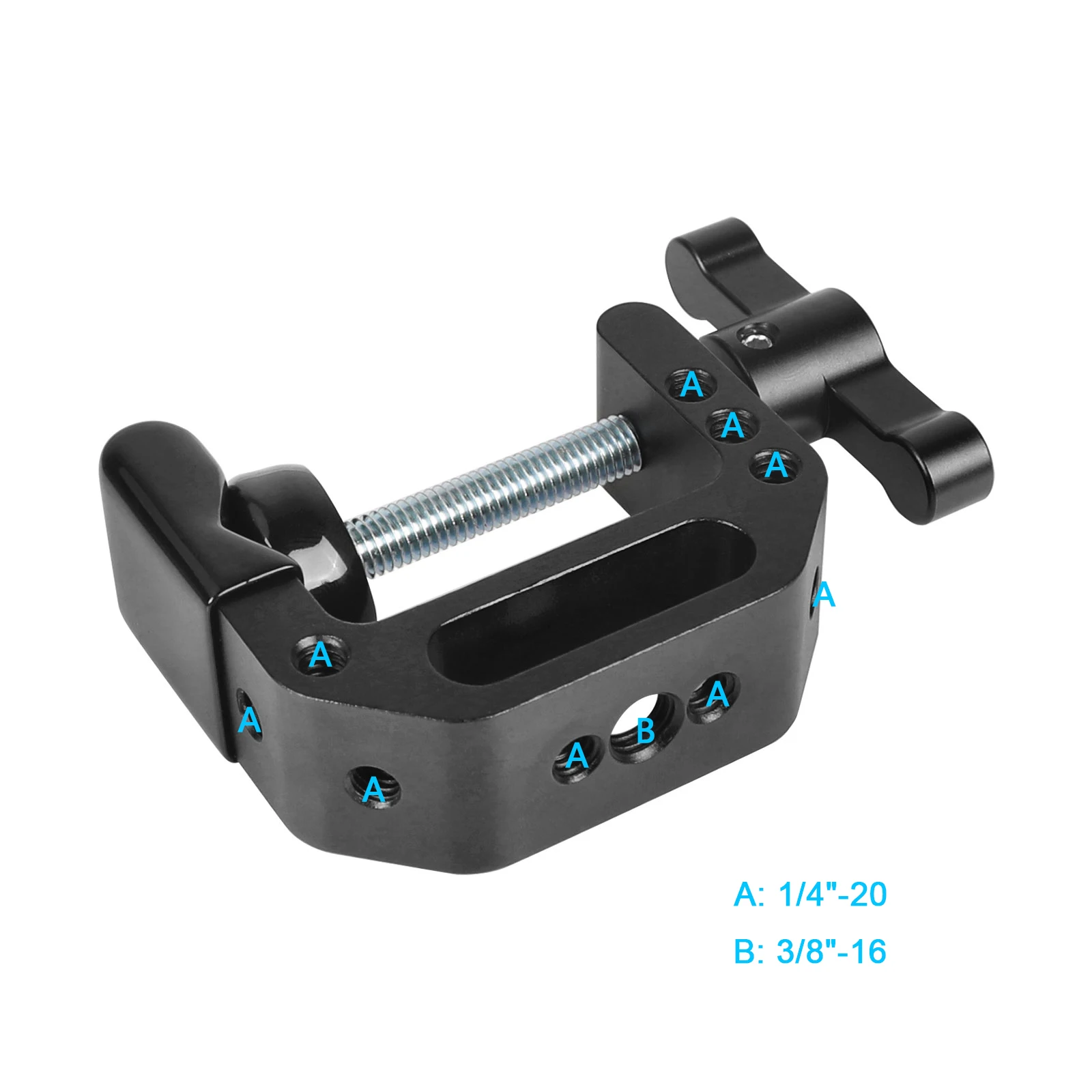 Kayulin T-handle C Clamp Universal C-Clamp Aluminum Support Clamp Desktop Mount Holder Stand with 1/4"&3/8" Thread Black