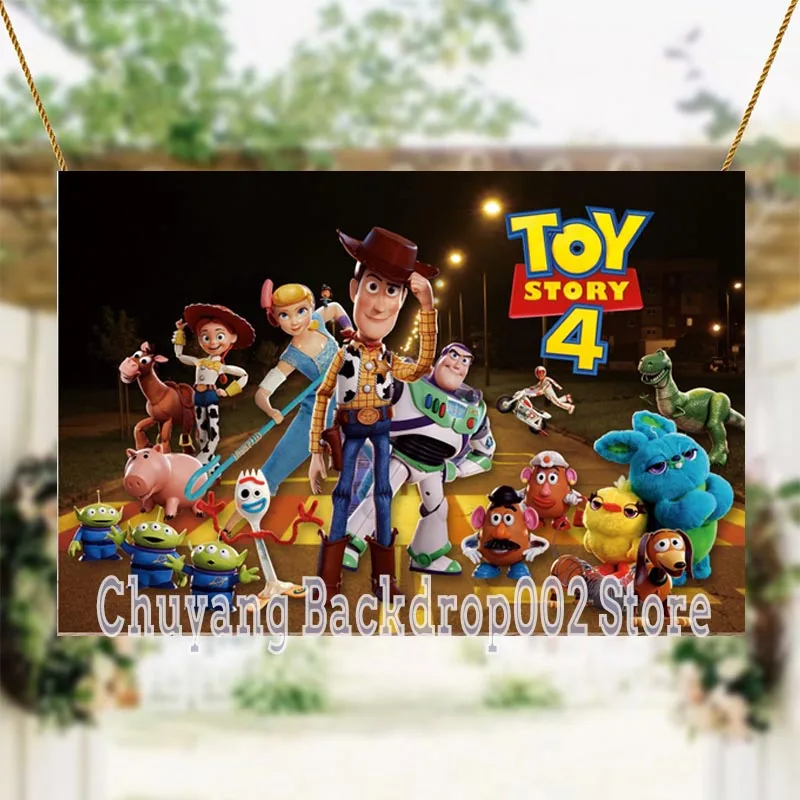 Disney Toy Story Kids Birthday Party Backdrops Bedding Room Wall Decor Poster Family Celebration Background For Photography