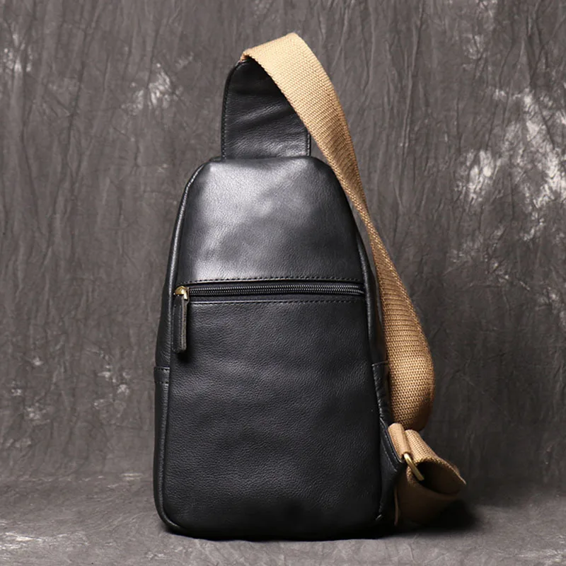 New Vintage Black Men's Women's Side Chest Bag Fashion Summer Luxury Genuine Leather Shoulder Crossbody Bags large capacity